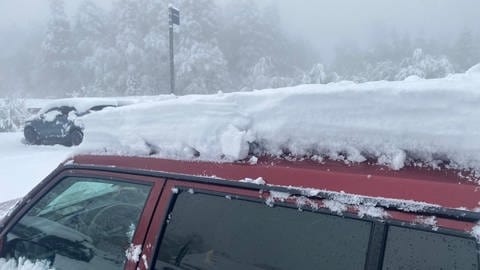 Schnee auf einem Auto im Hunsrück (Foto: SWR, Volker Kotz)